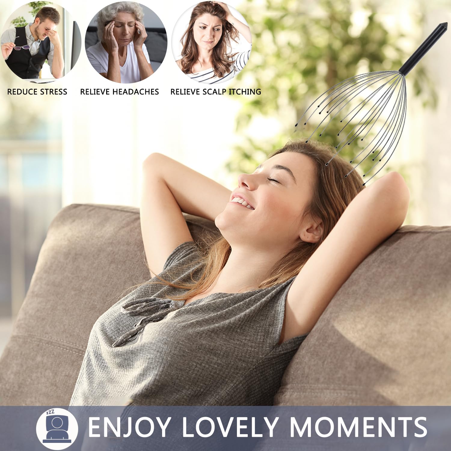 Svjetiq Head Massager Back Scratcher, 20 Fingers Head Scratcher Scalp Massager & Extendable Back Scratcher for Men Women, Stocki