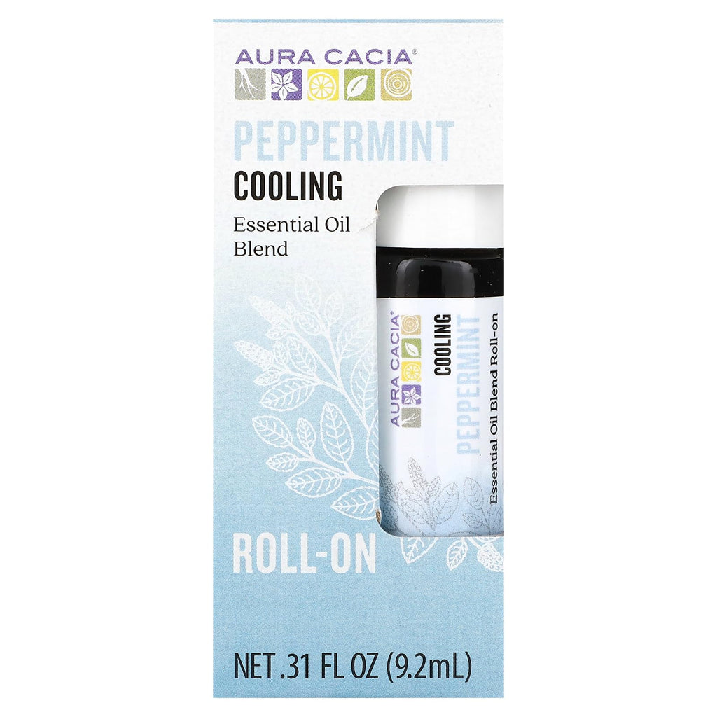 Aura Cacia Peppermint Roll-On | GC/MS Tested for Purity | 9.2 ml (0.31 fl. oz.)