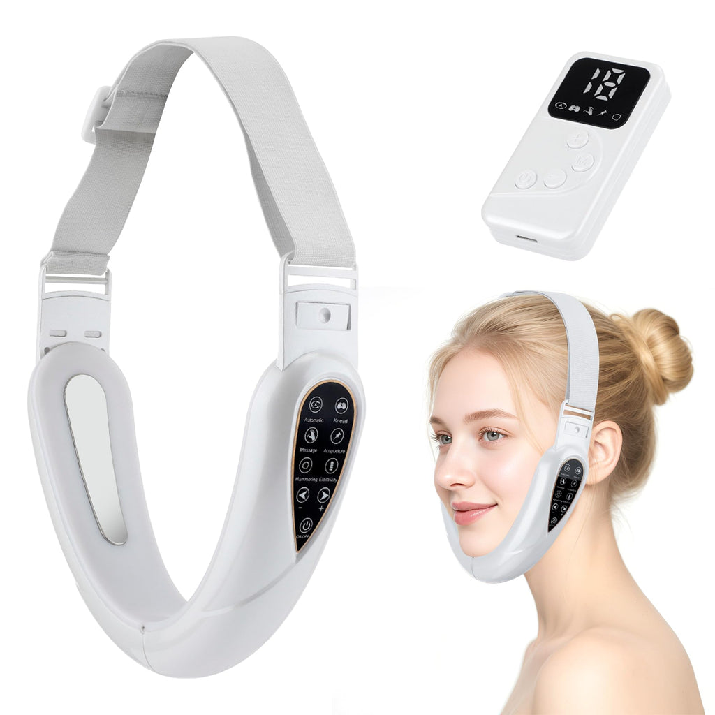 4 in 1 Massager for Face, Facial Sculpting Device for Double Chin, Reduces Sagging Skin, Remote Control Operation with 5 Modes, 