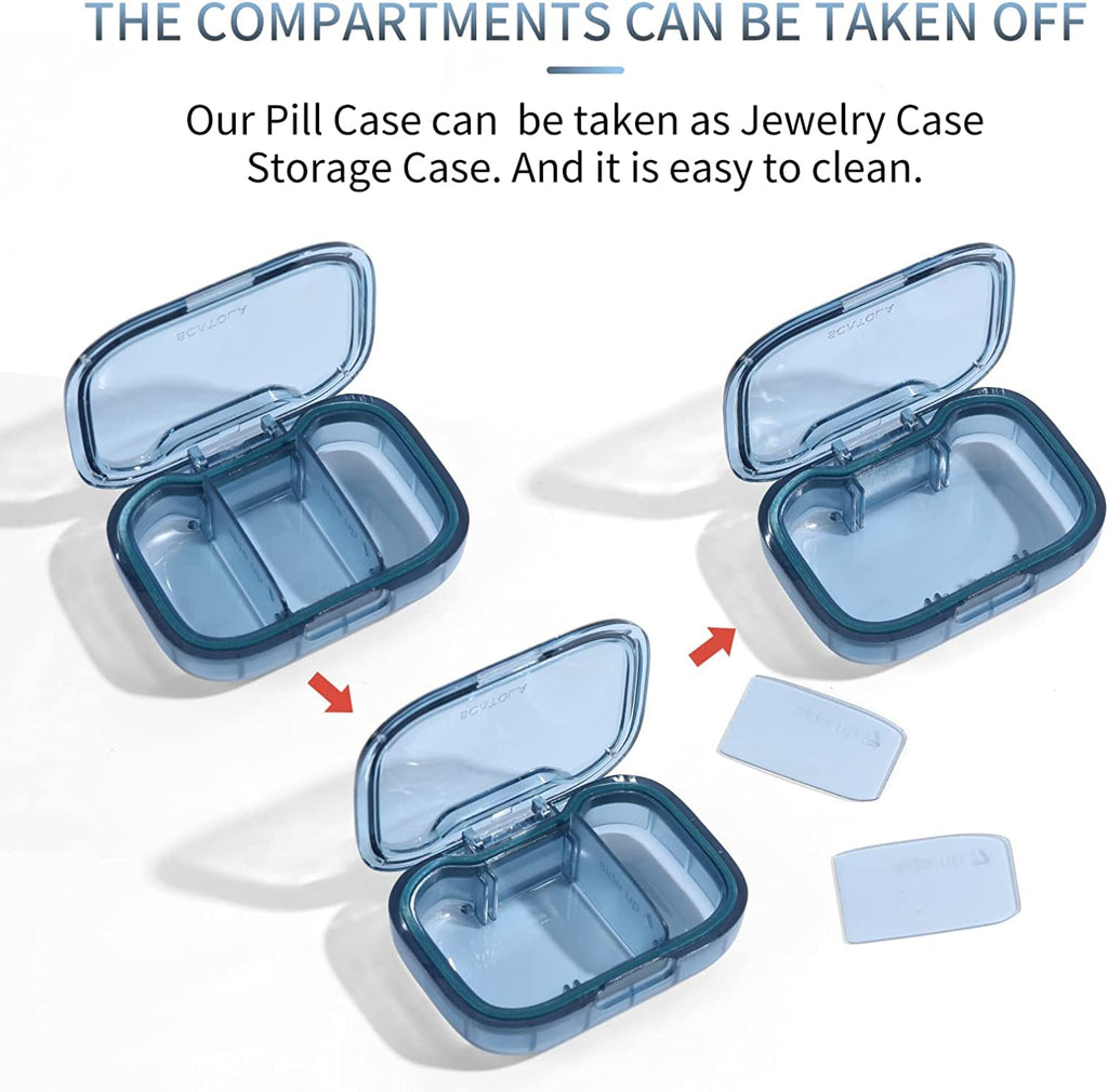 KANGYAN 3 Compartment Pill Box, Moisture Proof Pill Case, Travel Pill Organizer for Pocket Purse, Daily Portable Medicine Vitami