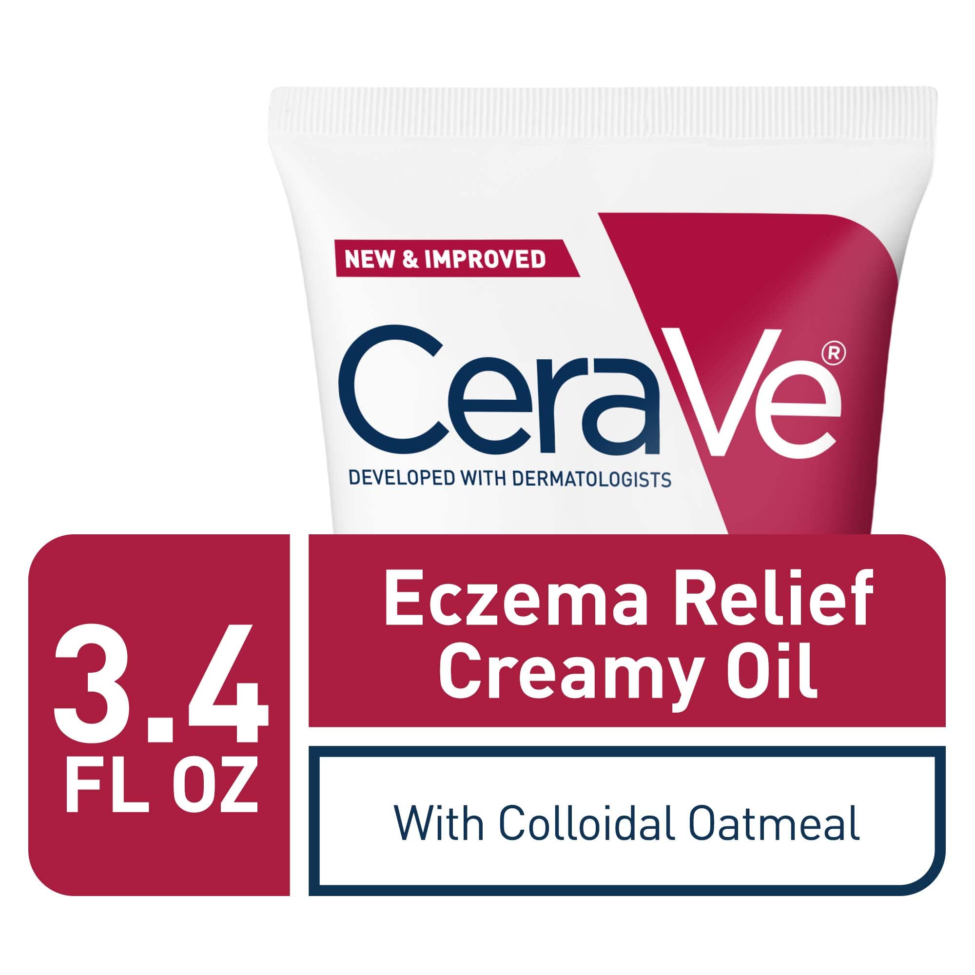CeraVe Eczema Relief Creamy Body Oil, Eczema Calming Cream With Colloidal Oatmeal & Safflower Oil For Dry Skin & Itchy Skin Reli