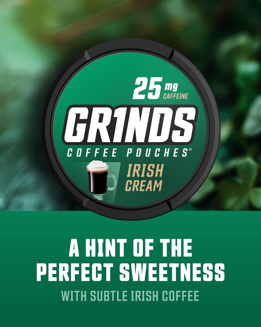 Grinds Coffee Pouches | Tobacco Free, Nicotine Free Healthy Alternative | 3 Cans of Irish Cream | 18 Pouches Per Can | 1 Pouch e