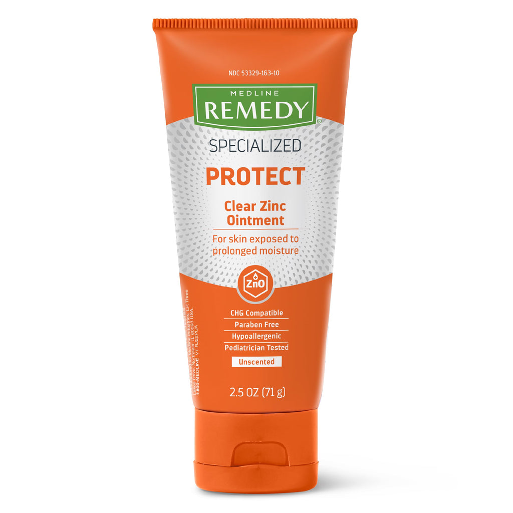 Medline Remedy Specialized Clear Zinc Oxide Ointment (2.5 oz Tube), Unscented, Transparent Protectant, Incontinence Care, Diaper