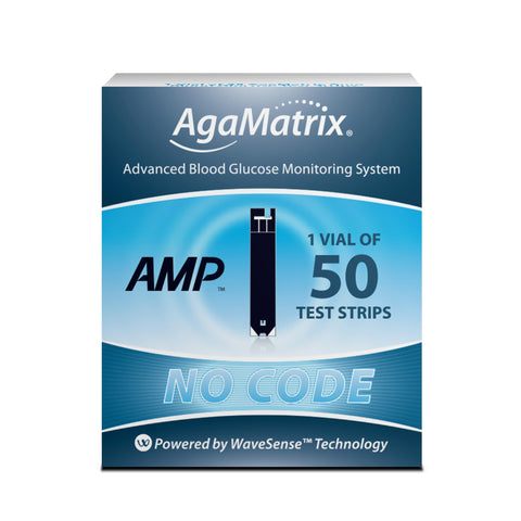 AgaMatrix Amp Blood Glucose Test Strips, 50 Count Test Strips for Diabetes | Use with AgaMatrix Amp Blood Glucose Monitor Only |