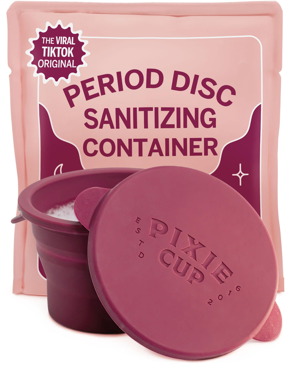 Pixie Menstrual Cup Compact Sterilizer - Good for Public Restrooms, Camping or Dorms - Collapsible Cleaner Container for Your Me