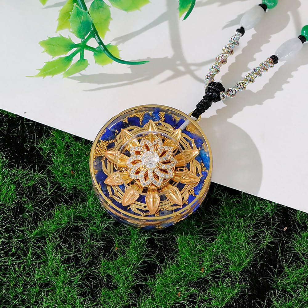 Lapis Lazuli Orgone Pendant Reiki Yoga Meditation Necklace Rotation Design Healing Stones Spirituality Jewelry (Style 3)