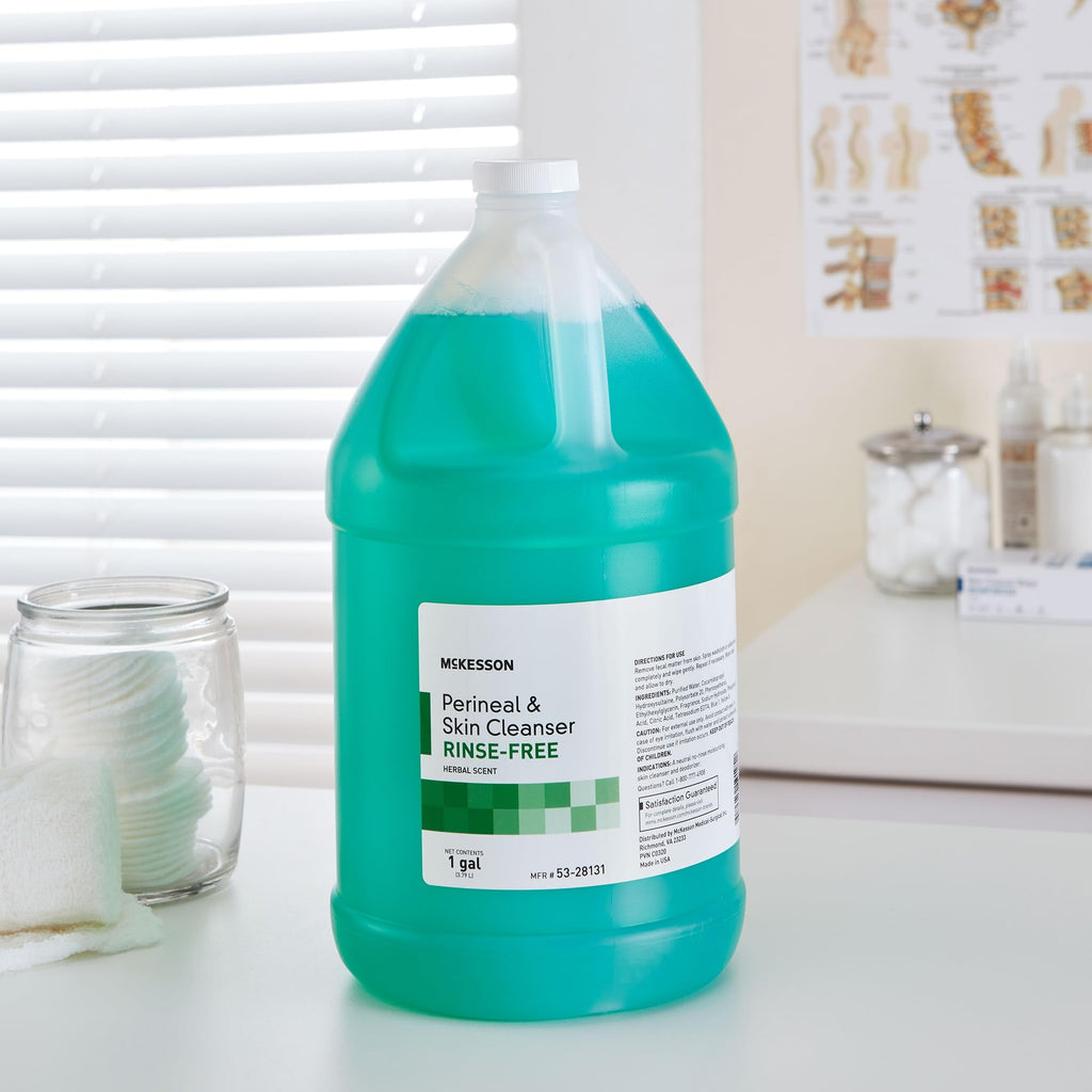 McKesson Perineal Skin Cleanser, 1 Gallon [Pack of 4] Rinse-Free Body Wash for Incontinence or Ostomy Care, Herbal Scent