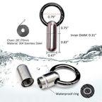 Small Pill Box Necklace Titanium Mini Pill Case W/ 28 Rolo Chain Necklace Tiny Pill Fob for Men Waterproof Pill Holder Emergency