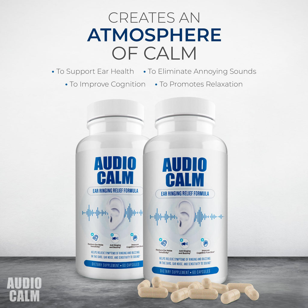 BACTICURE Audio Calm - Tinnitus Relief Supplement | Natural Stop Tinnitus Solution - Relieves Ear Ringing, Buzzing, Clicking | 6