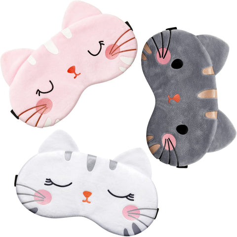 Cute Eye Mask for Sleeping 3 Pieces Cartoon Dog Face Eye Cover Funny Animal Cat Sleeping Mask Soft Lightweight Night Sleep Eye M