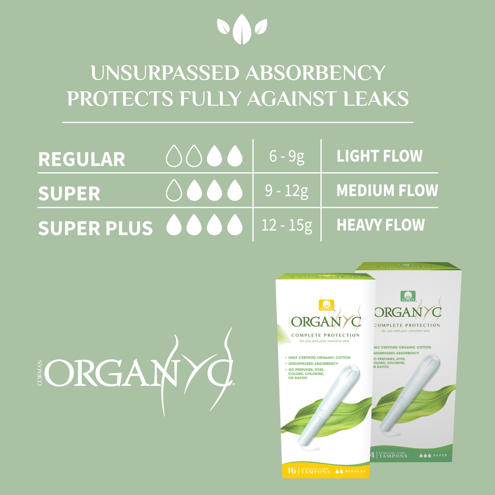 Organyc 100% Certified Organic Cotton Tampons - Cardboard Applicator, Free from Chlorine, Perfumes, Rayon, and Chemicals - Super