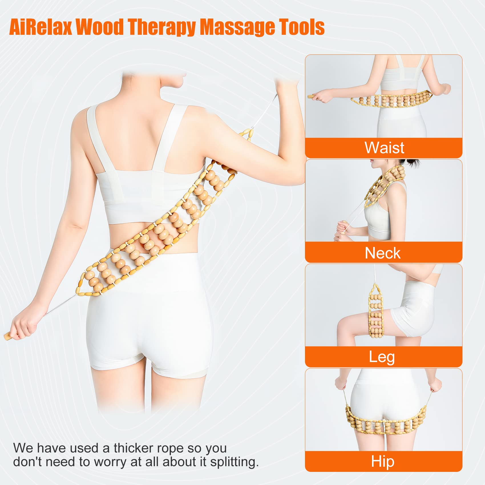 AiRelax 6 in 1 Wood Therapy Massage Tools,Lymphatic Drainage Massager Maderoterapia Kit Colombiana for Body Shaping,Body Sculpti