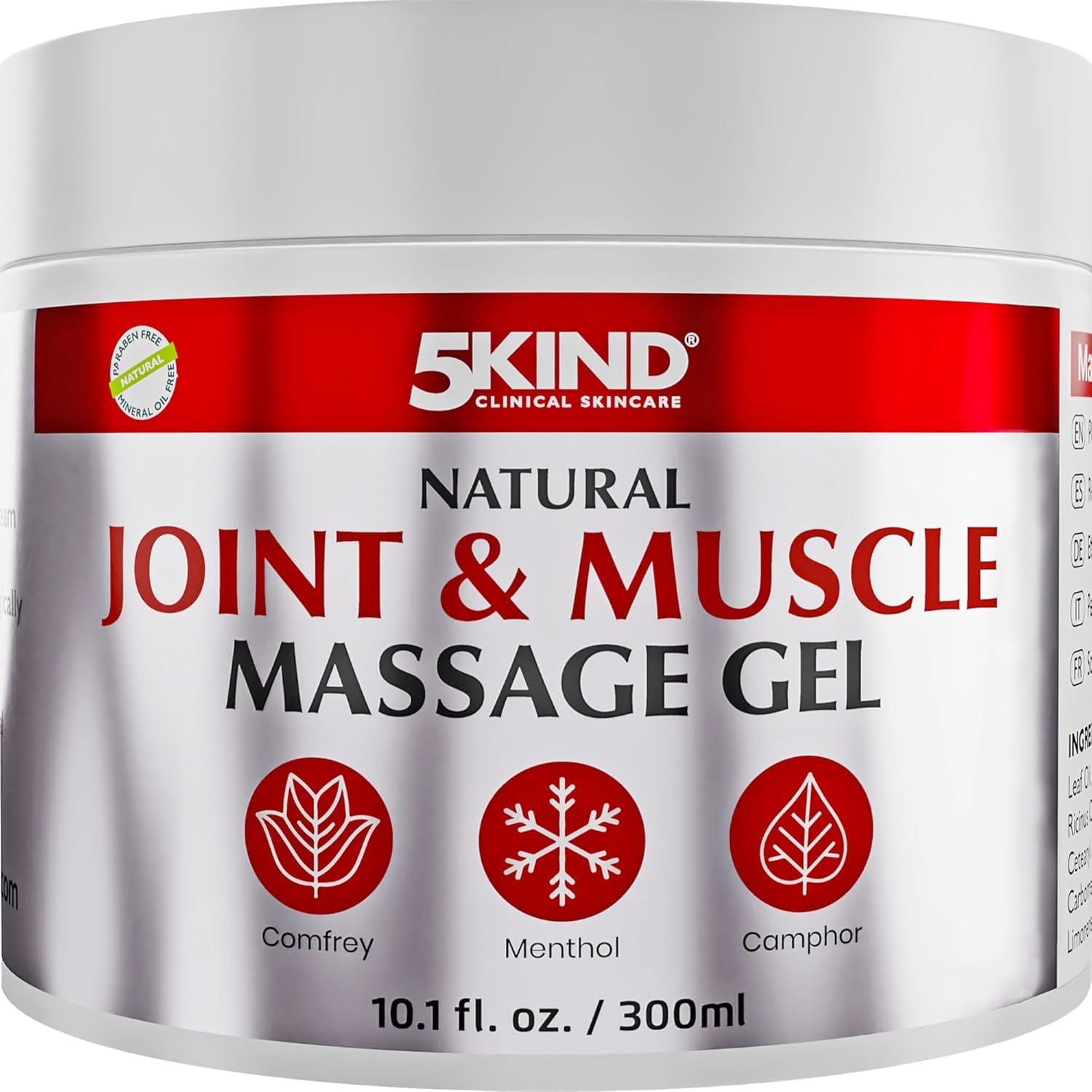 Natural Joint & Muscle Therapy Gel 10.1 Fl Oz- Calendula Cream with Camphor, Comfrey & Menthol - High Strength Revitalising Musc