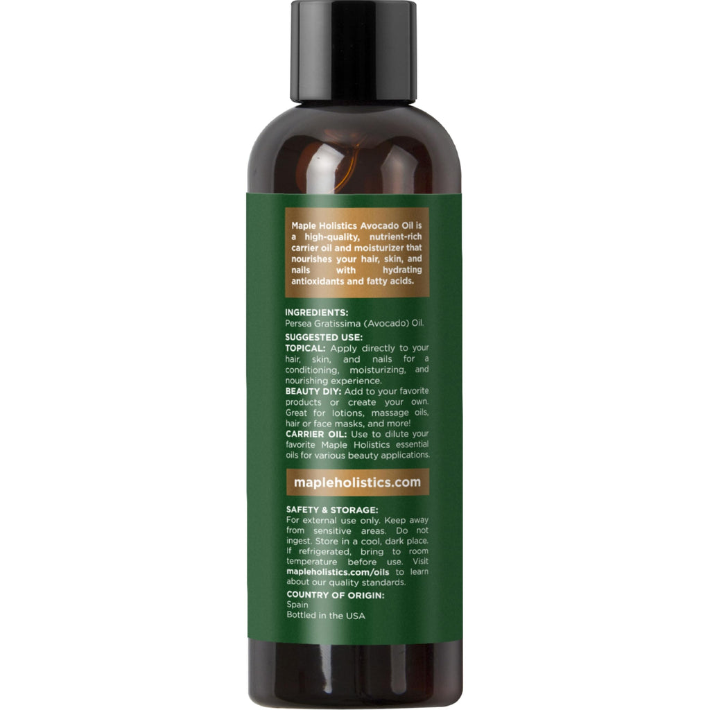 Avocado Oil For Hair and Skin - 100% Pure Avocado Oil for Skin and Nail Care plus Dry Hair Treatment and Facial Oil Moisturizer