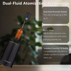PUPILGO Black Waterless Essential Oil Diffuser Portable Aromatherapy Nebulizer Cordless Mini Scent Machine 20ml Capacity Quiet 3