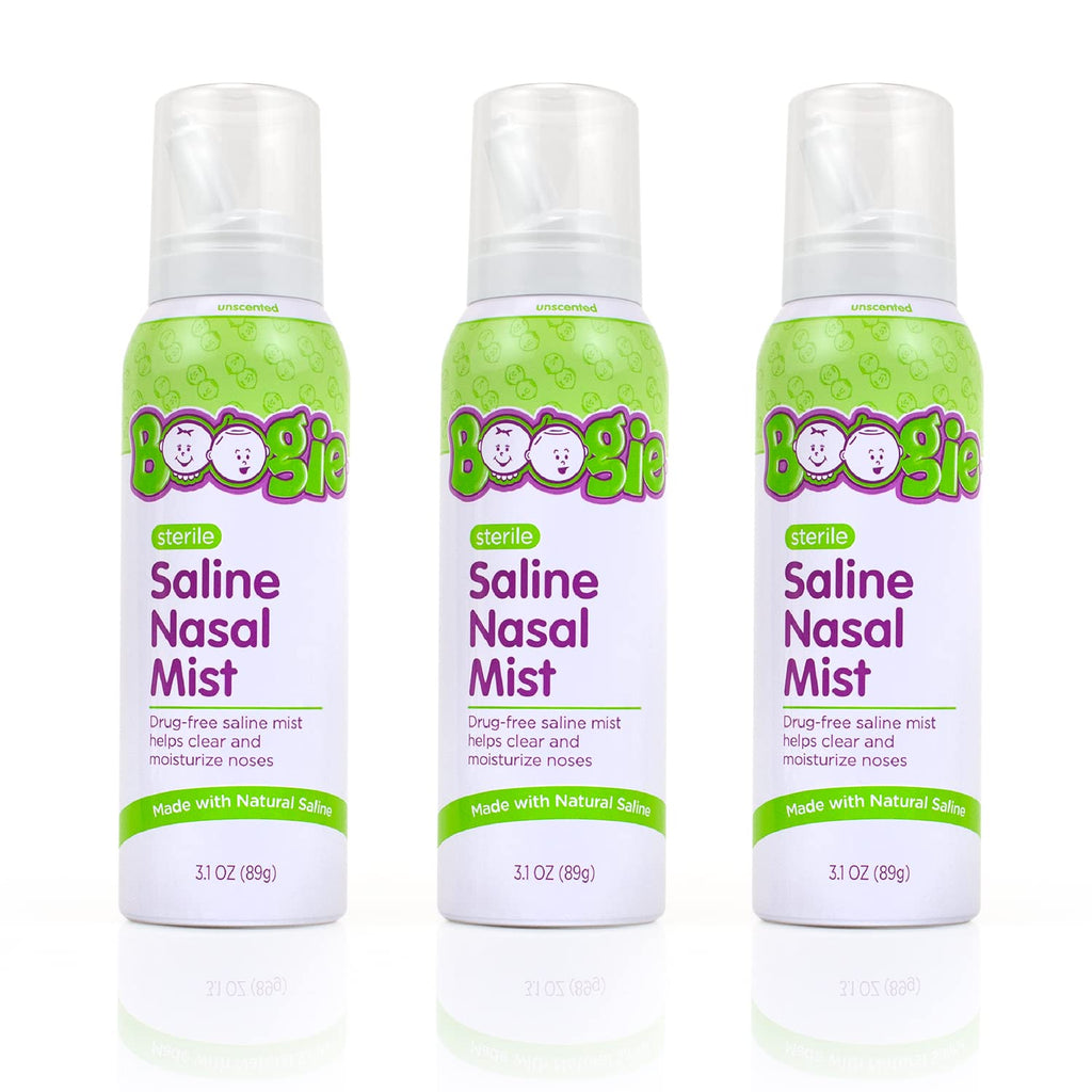 Boogie Baby Saline Nasal Spray Mist, Allergy Relief, Nasal Decongestant, FSA/HSA Eligible, Made with Natural Saline, Unscented, 