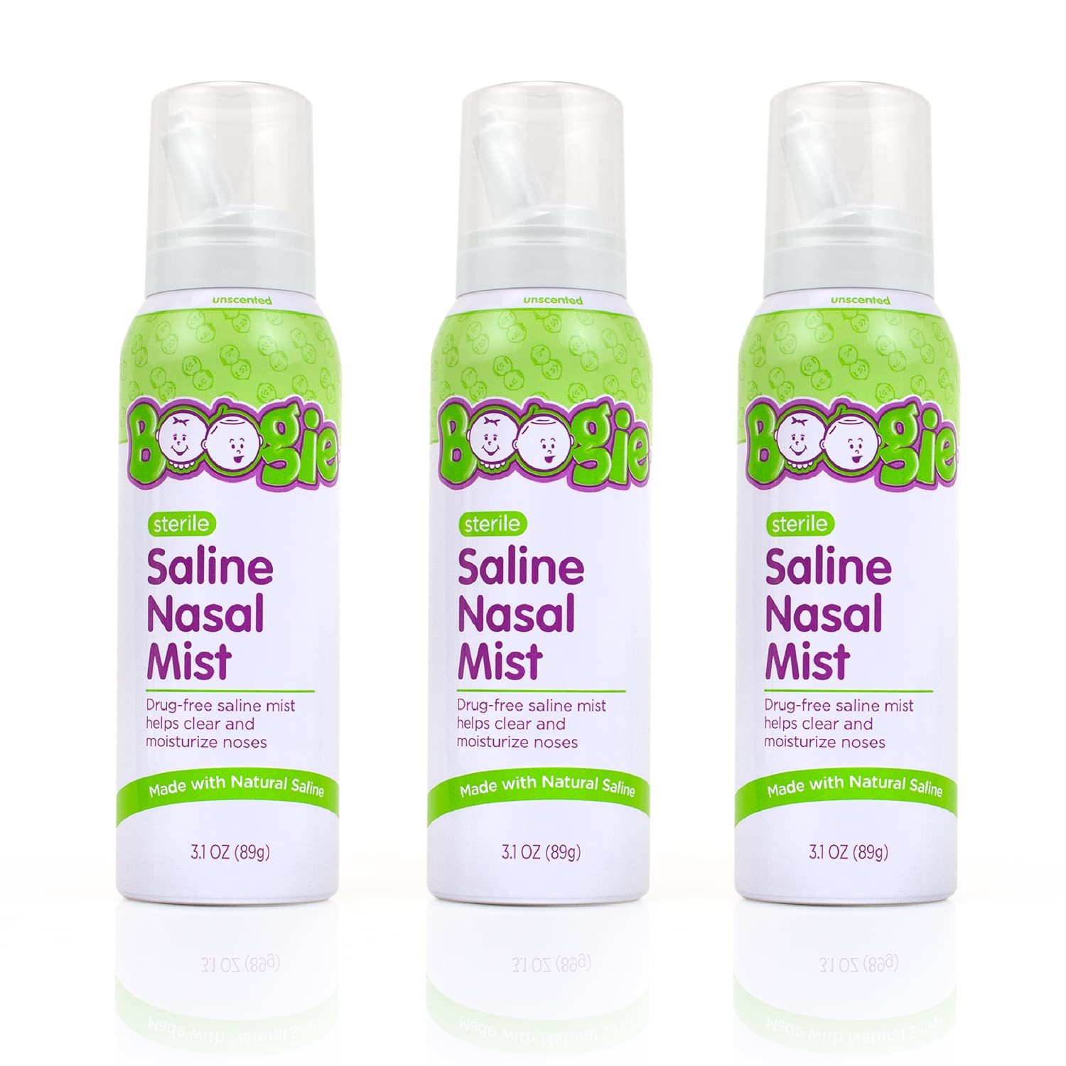 Boogie Baby Saline Nasal Spray Mist, Allergy Relief, Nasal Decongestant, FSA/HSA Eligible, Made with Natural Saline, Unscented, 