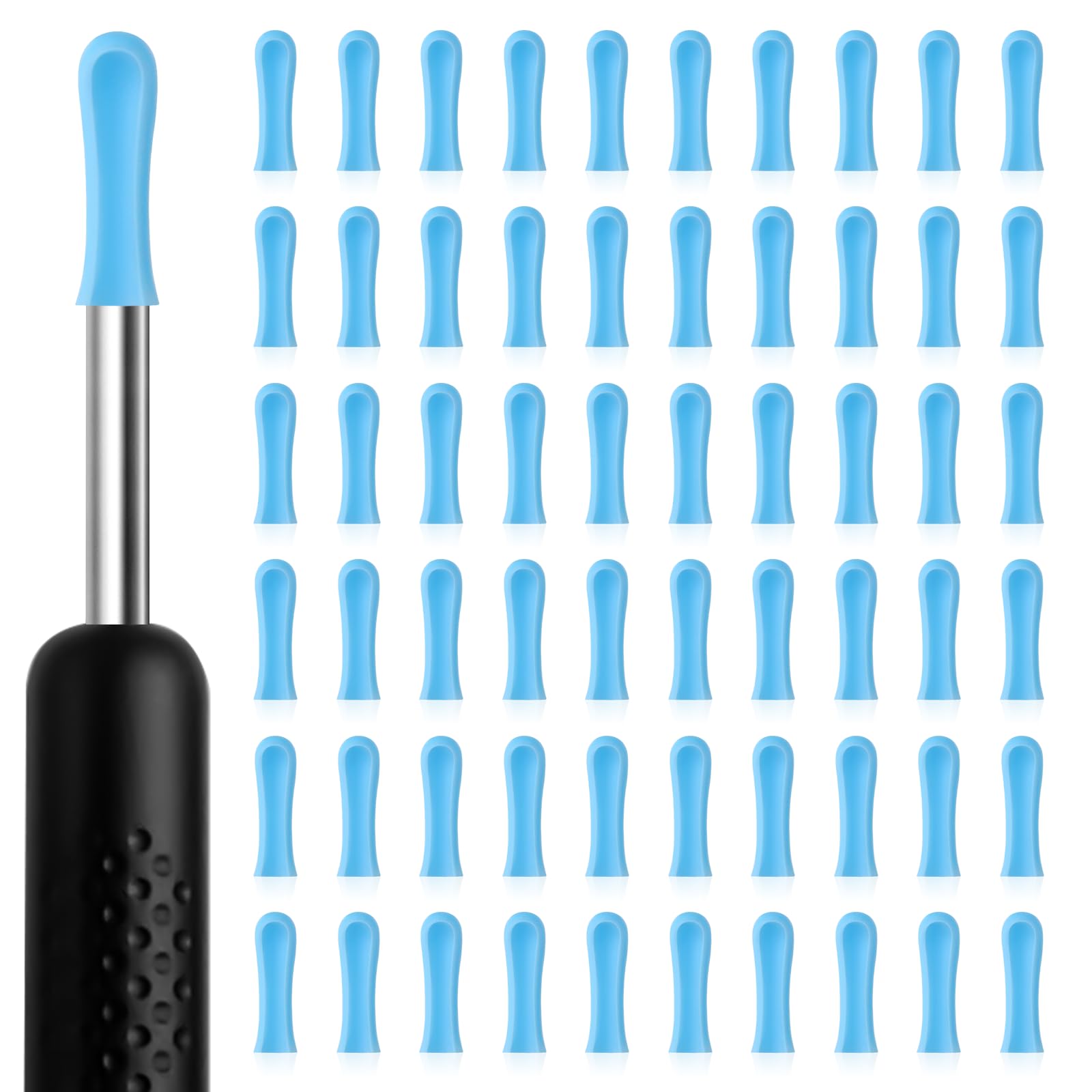 Ear Wax Removal Replacement Tips for Ear Camera 60pcs Ear Cleaner Tips Ear Spoon Tips Silicone Soft Cleaning Reuse Cap for Wet D