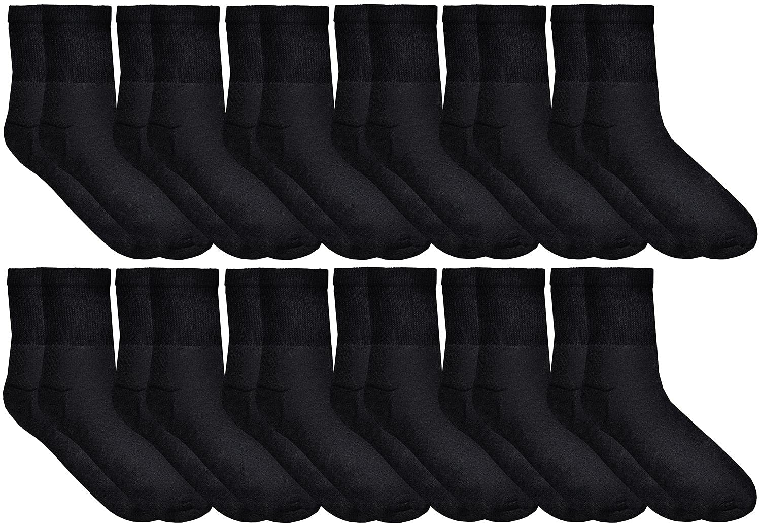 Yacht & Smith 12 Pairs of Loose Fit Non-Binding Soft Cotton Diabetic Crew and Ankle Socks, Bulk Value Pairs