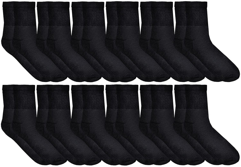 Yacht & Smith 12 Pairs of Loose Fit Non-Binding Soft Cotton Diabetic Crew and Ankle Socks, Bulk Value Pairs