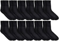 Yacht & Smith 12 Pairs of Loose Fit Non-Binding Soft Cotton Diabetic Crew and Ankle Socks, Bulk Value Pairs