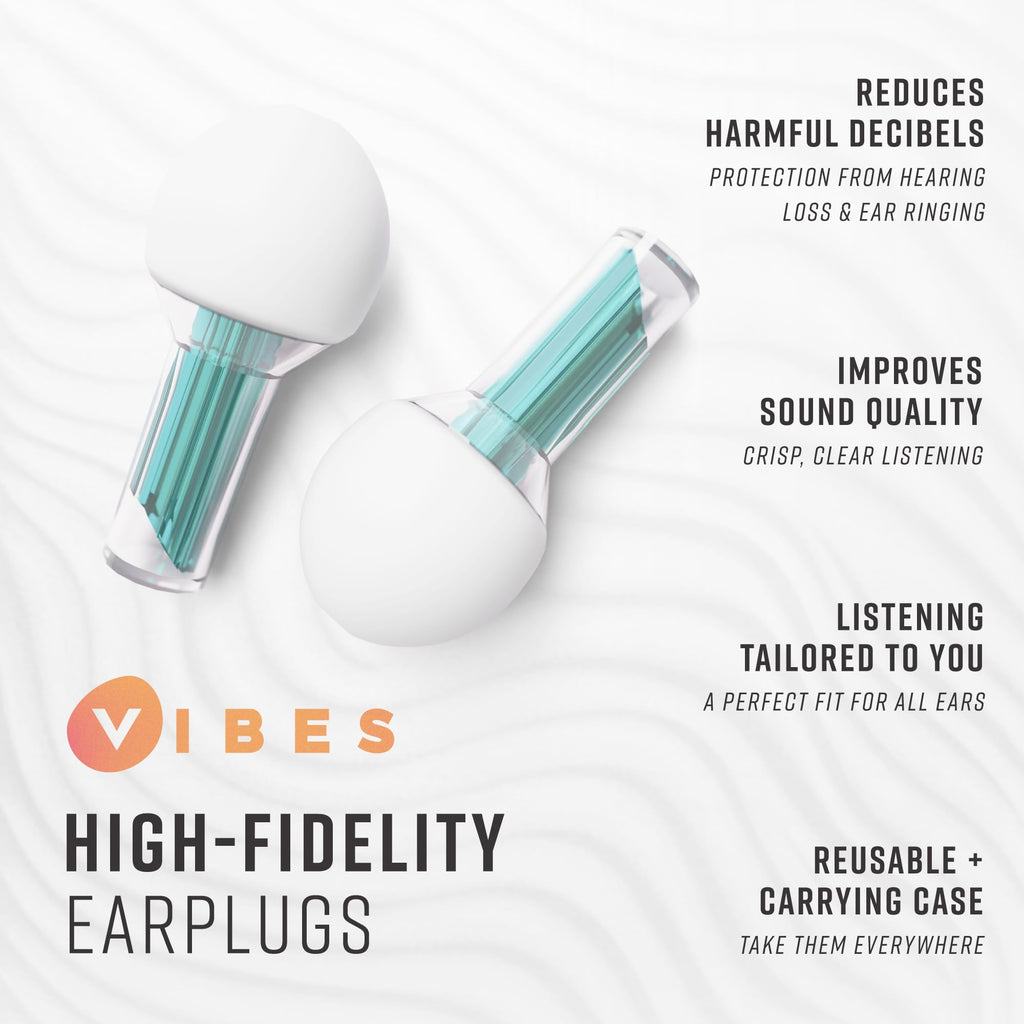 Vibes High Fidelity Ear Plugs - Invisible Earplugs for Music Concerts, Musicians, Motorcycles, Airplanes, Raves, and Work - Nois