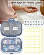 MEACOLIA Travel Pill Organizer, 1 Pack 8 Compartments Daily Pill Case Small Pill Box for Pocket Purse, Portable Pill Container M