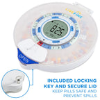 LiveFine Smart WiFi Automatic Pill Dispenser | 28-Day Medication Organizer Up to 9 Doses Per Day for Care Monitoring with Lockin