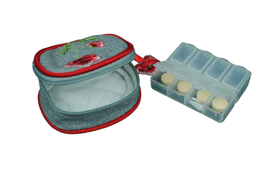 Pill Box in a Poppies Design