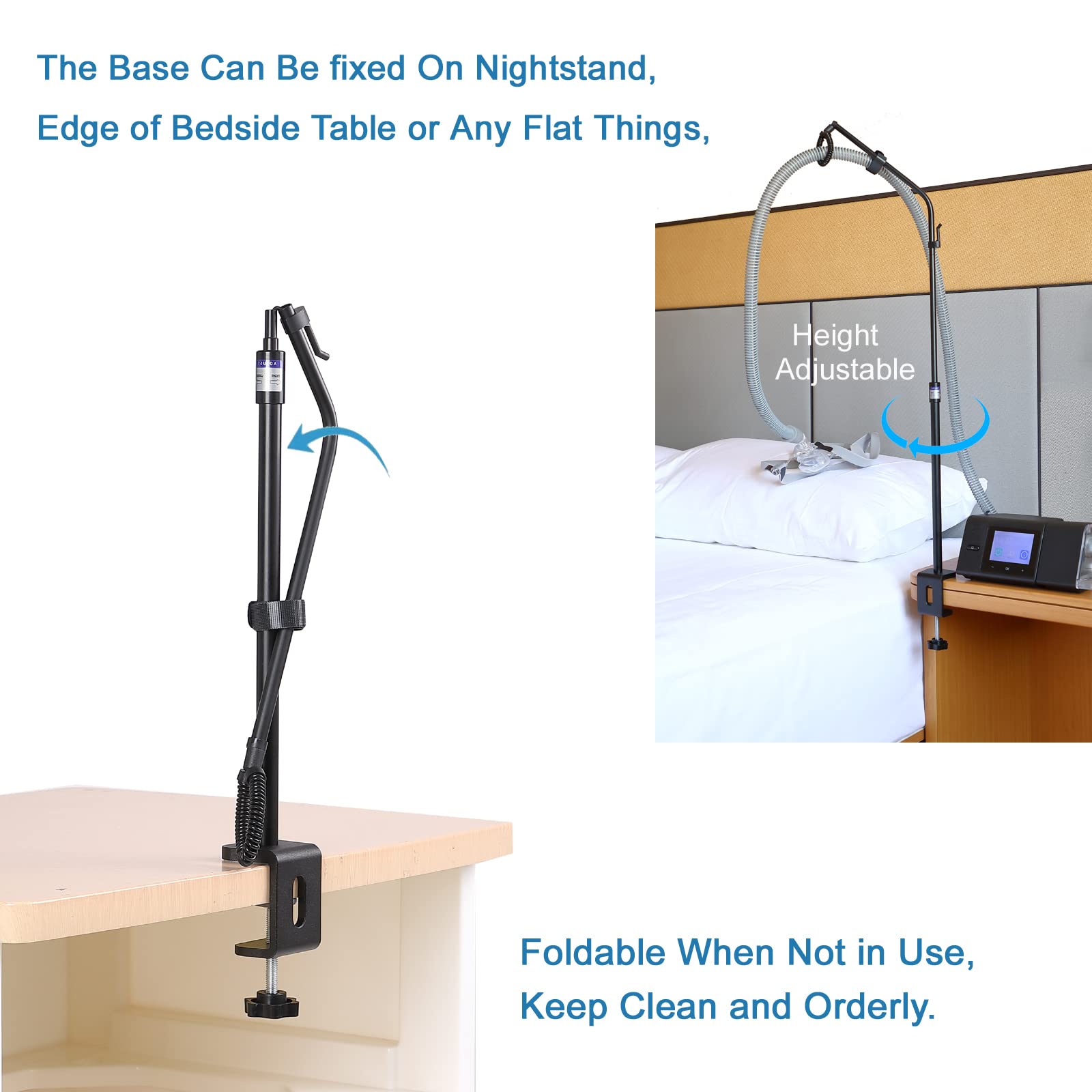 ALADUSA CPAP Hose Holder,Hose Hanger Avoid Tangling and Prevent Blockage, Adjustable Height, Rotatable Holder, CPAP Accessories