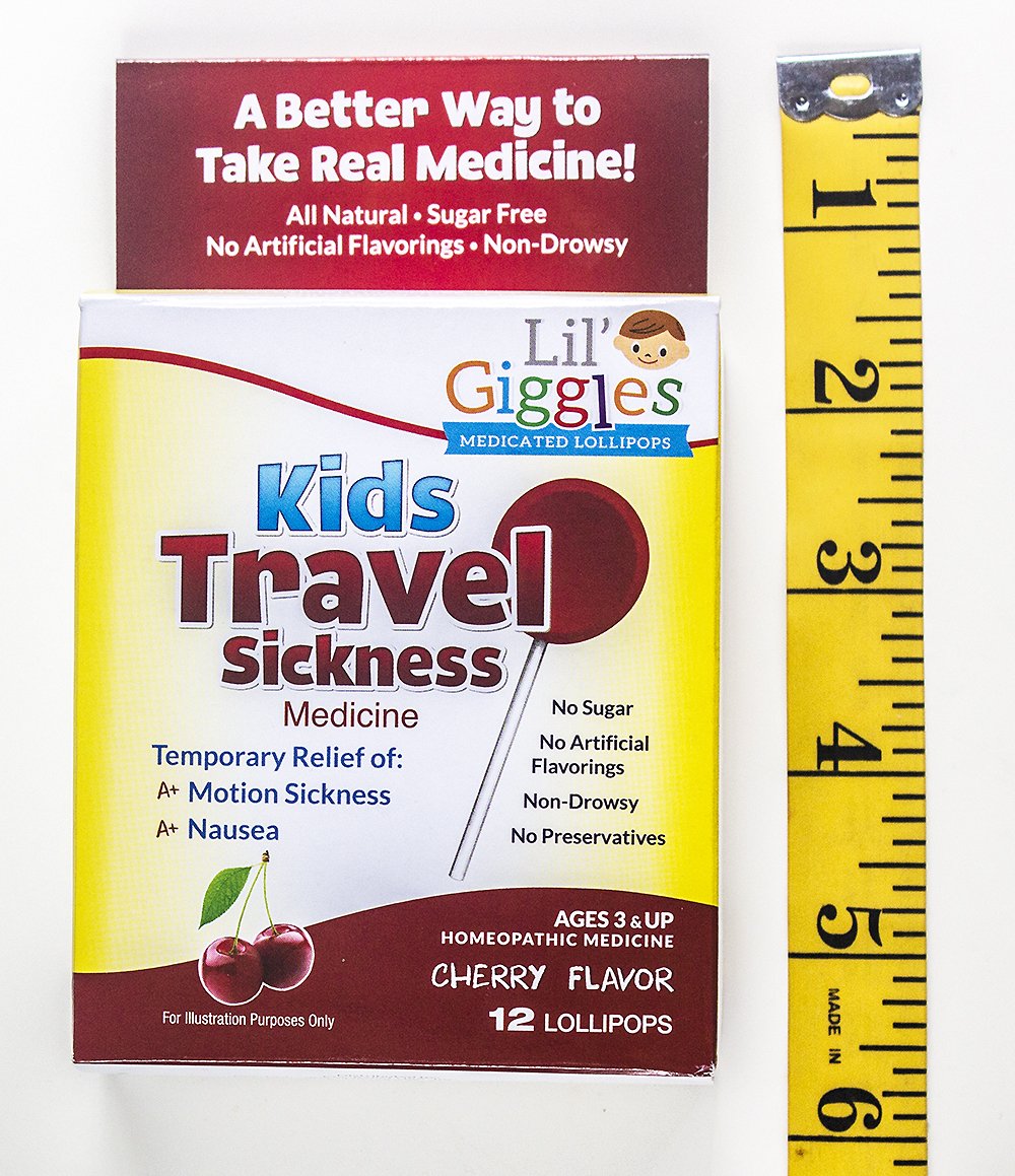 Lil Giggles Kids Medicated Lollipops - Sweet Gentle Relief for Kids & Non-drowsy - for Car Sickness, Travel Nausea & Motion Sic