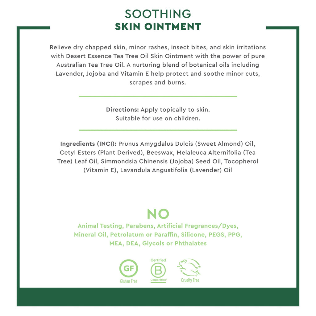 Desert Essence Organic Tea Tree Oil Skin Ointment - 1 Fl Oz - Pack of 4 - Jojoba & Lavender Essential Oils - Vitamin E - Sweet A