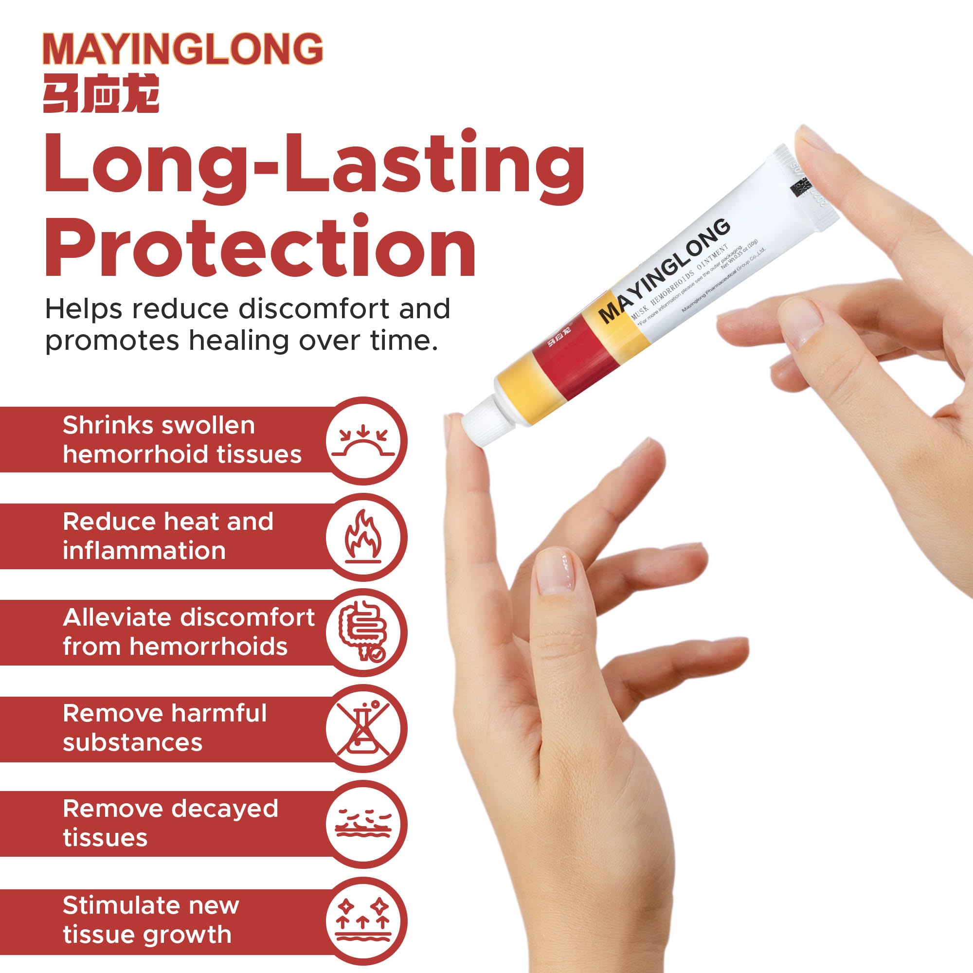 Mayinglong Musk Hemorrhoidal Ointment, Helps Relieve Itching, Burning, or Discomfort Fast (3 Pack)