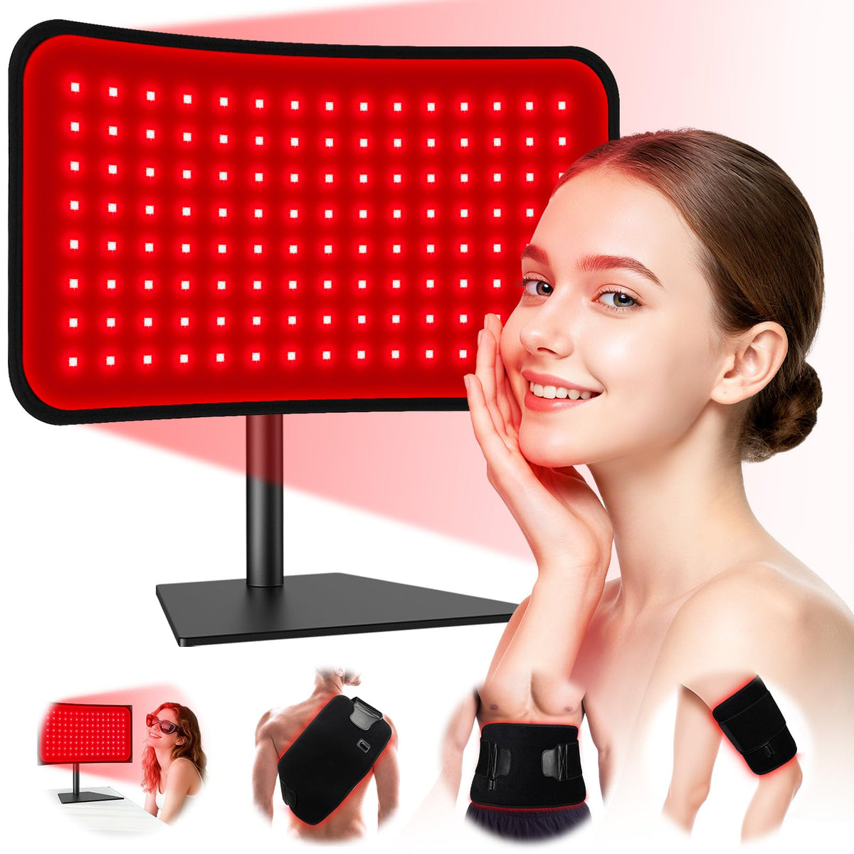 Red Light Therapy for Face & Body, 2in1 Red Light Panel with Belt, 660nm Red Light and 850nm Infrared Red Light Therapy Lamp, 