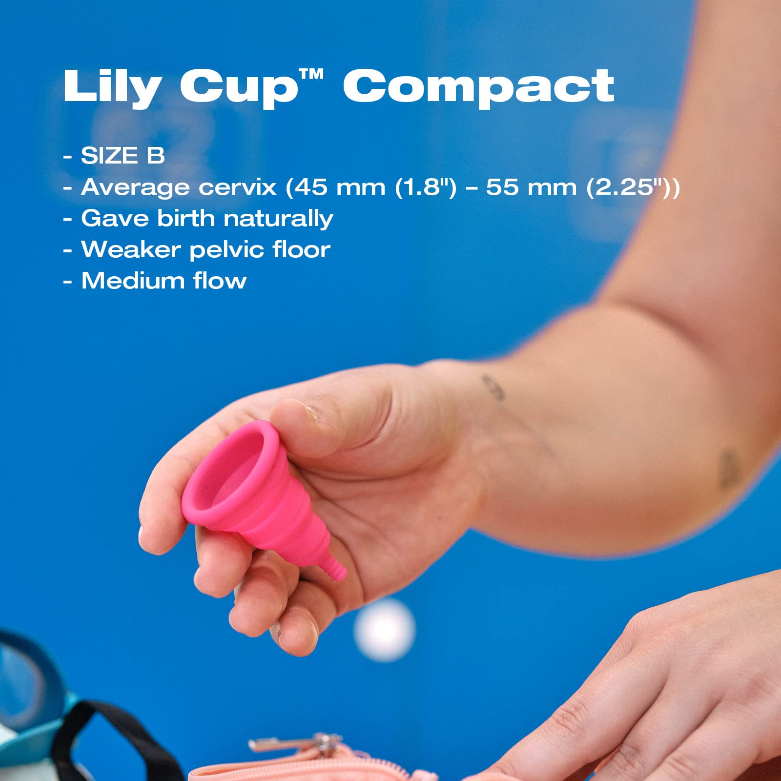 Intimina Lily Cup Compact - Small Menstrual Cup with Flat-fold Compact Design, Disposable Menstrual Cups, Period Cup Reusable (S