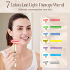 Fxtiaa Red-Light-Therapy-Wand-for-Face, 7 Colors LED Light Therapy Wand Eye Facial Red & Blue Rejuvenation Tool, Face Massager,