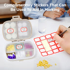 Travel Pill Organizer - Weekly Medicine Box with Labels, Small Cute Portable Pill Case for Daily Vitamins & Medications, Leak-Pr