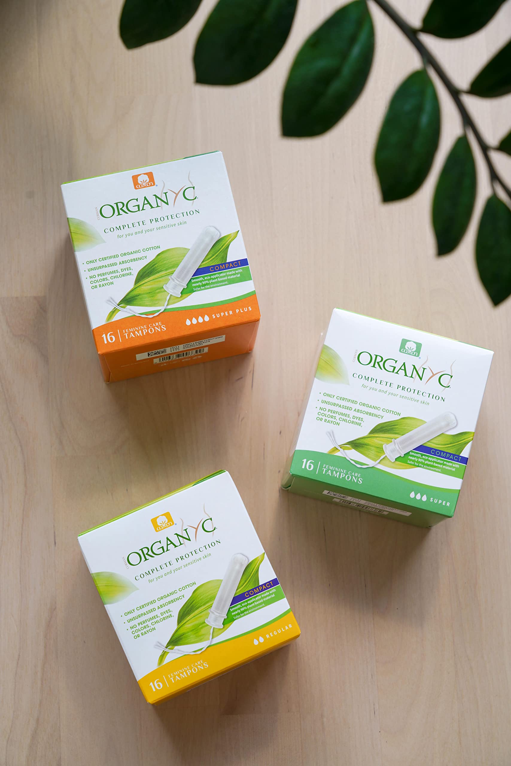Organyc 100% Certified Organic Cotton Tampons, Plant-Based Eco-Applicator, Regular Flow, 16 Count(Pack of 1)