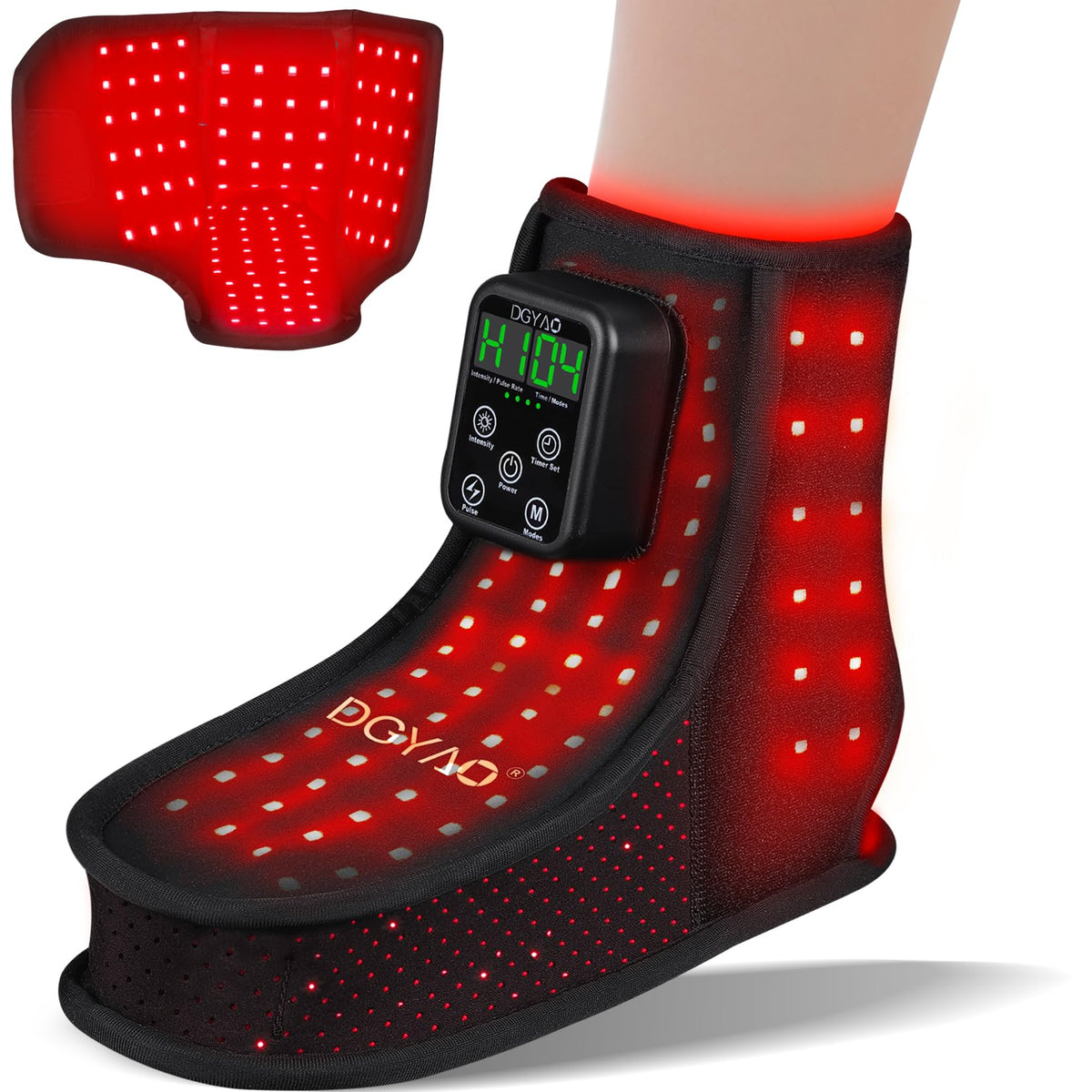 HAIYUE Red Light Therapy Wrap for Feet, Infrared Light Therapy for Ankle, 6000mAh Battery Portable Adjustable Cordless Red Light