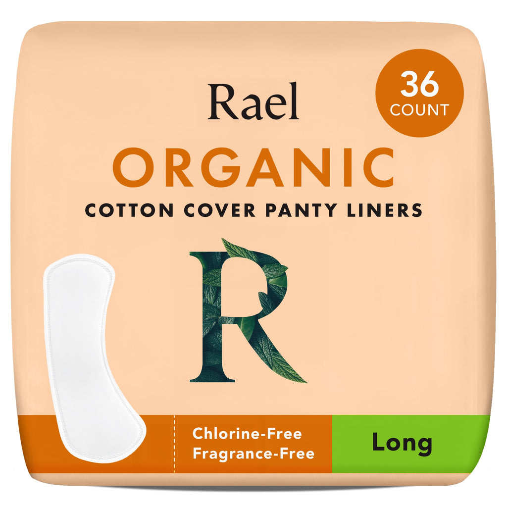 Rael Panty Liners for Women, Organic Cotton Cover - Long Pantiliners, Light Absorbency, Unscented, Chlorine Free (Long, 36 Count