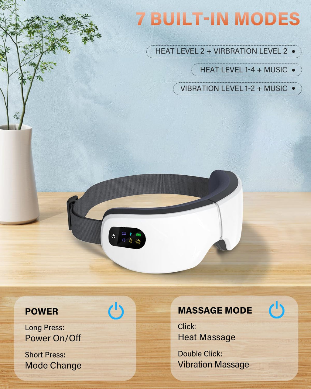 ZZR SEVEN Eye Massager with Heat, 7 Massage Modes, Eye Mask, Birthday Gifts for Women, Men, Friend, Mom and Dad, Sleep Mask for