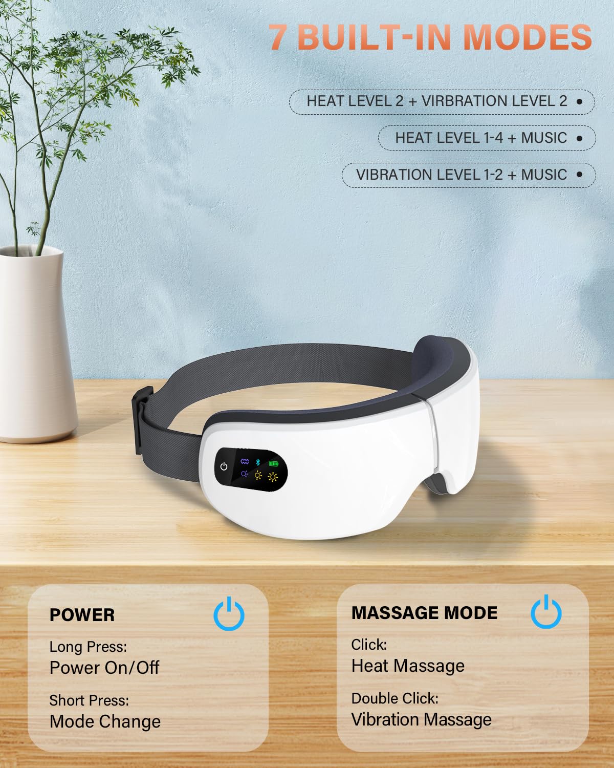 ZZR SEVEN Eye Massager with Heat, 7 Massage Modes, Eye Mask, Birthday Gifts for Women, Men, Friend, Mom and Dad, Sleep Mask for