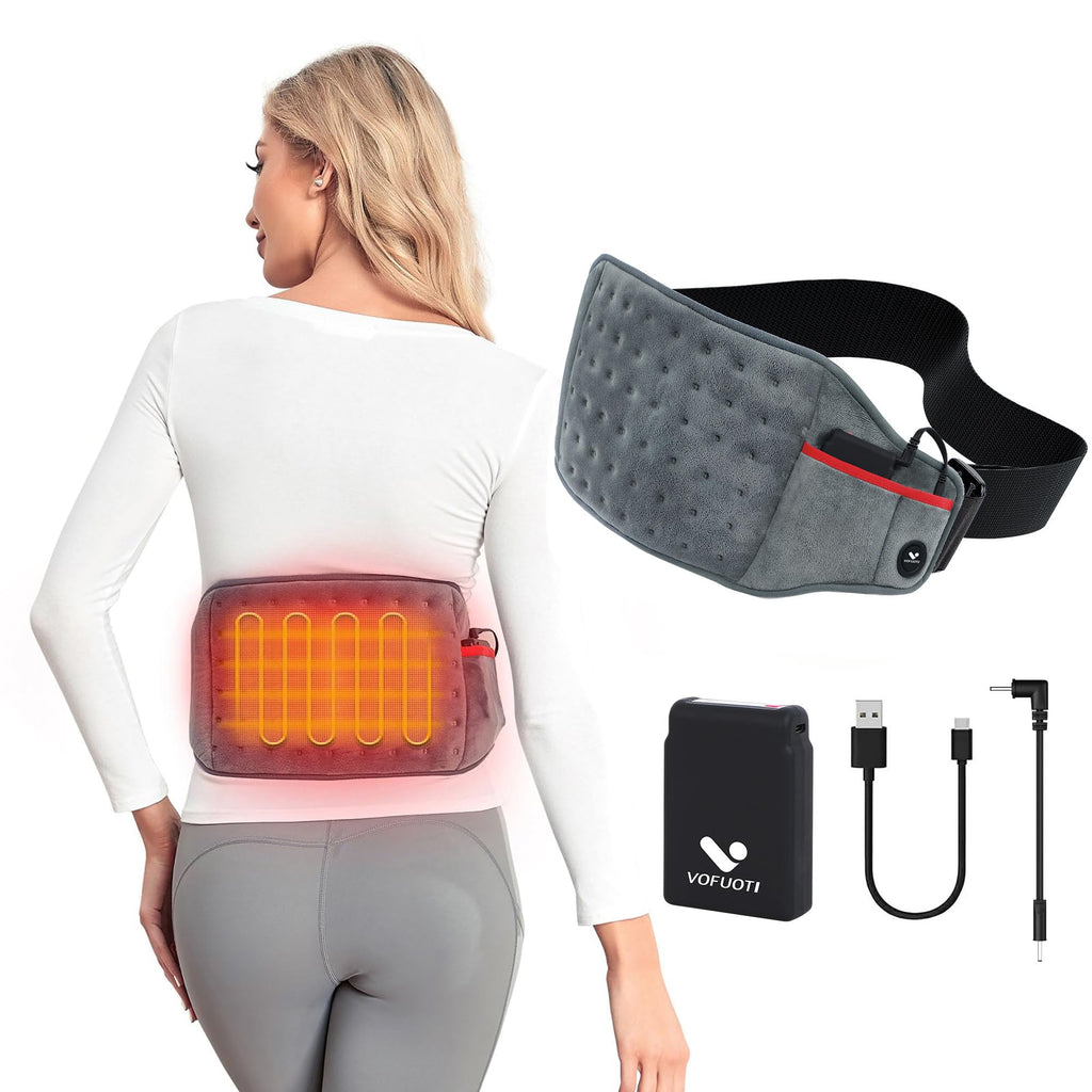 Vofuoti Cordless Heating Pad, Portable Heated Pad with Battery and 3 Heat Settings for Back, Abdomen, Women Men