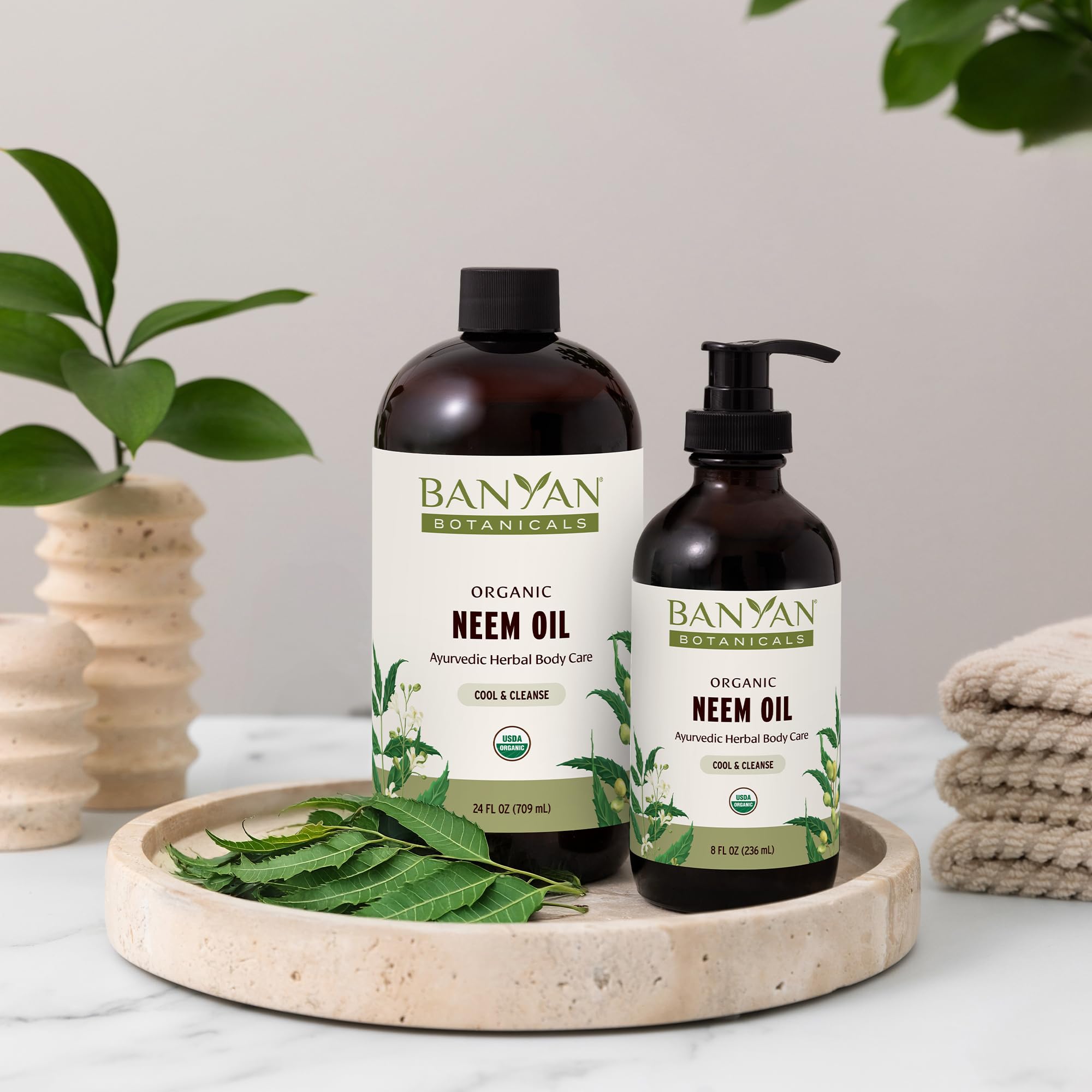 Banyan Botanicals Organic Neem Oil - Cooling & Soothing Ayurvedic Neem Oil - Supports Healthy Radiant Skin - 8 oz. - Non-GMO Sus