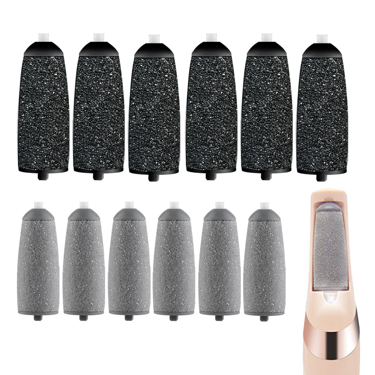 12 Pack Replacement Roller for Flawless Pedi, Replacement Head Refills Compatible with Finish Touch Flawless Pedi Electronic Too
