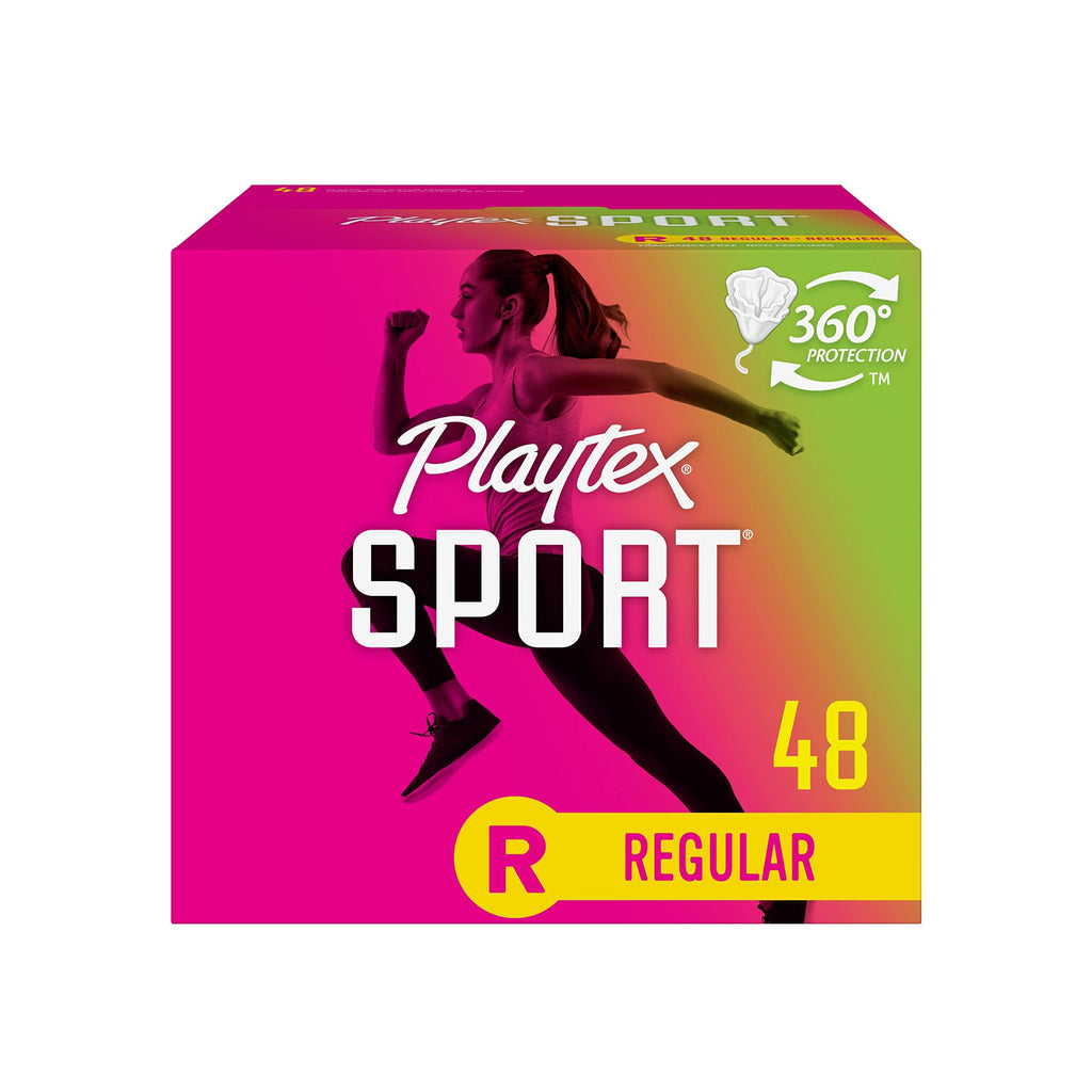 Playtex Sport Tampons Regular Absorbency, Fragrance-Free - 48ct | Regular Tampons for Women, Feminine Care, Playtex Tampon with 