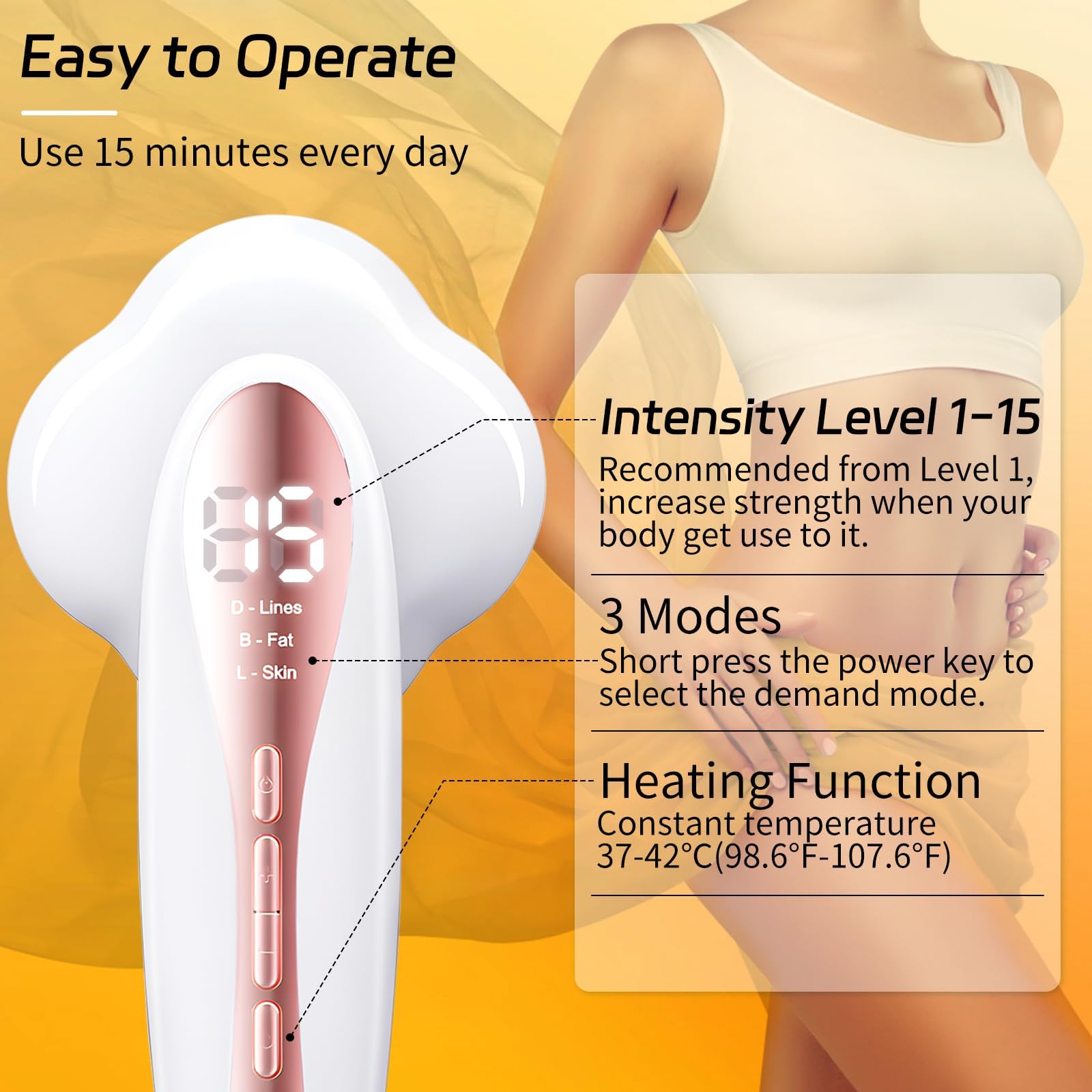 OYNEAGR Body Massager Machine, Professional Handheld Massager with 6 Massager Heads & 3 Modes & 15 Levels, Cordless Electric Bod