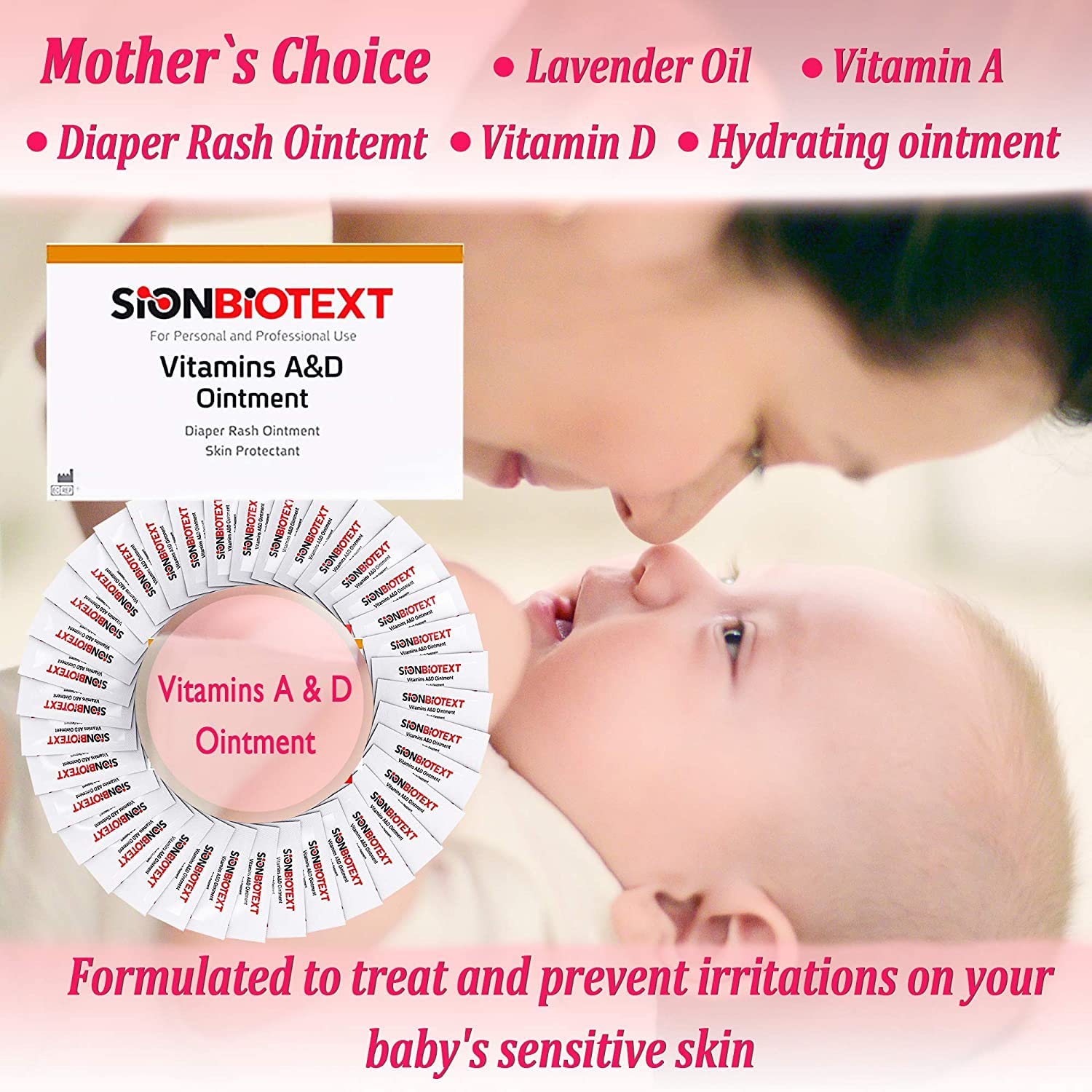 A and D Ointment by Sion Biotext Baby Diaper Rash Vitamin A + D Healing Cream for Dry Irritated Skin, Cuts, Burns Soothing Baby