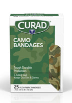 CURAD Green Camo Flex-Fabric Adhesive Bandage, 3/4 x 3, 25 Count