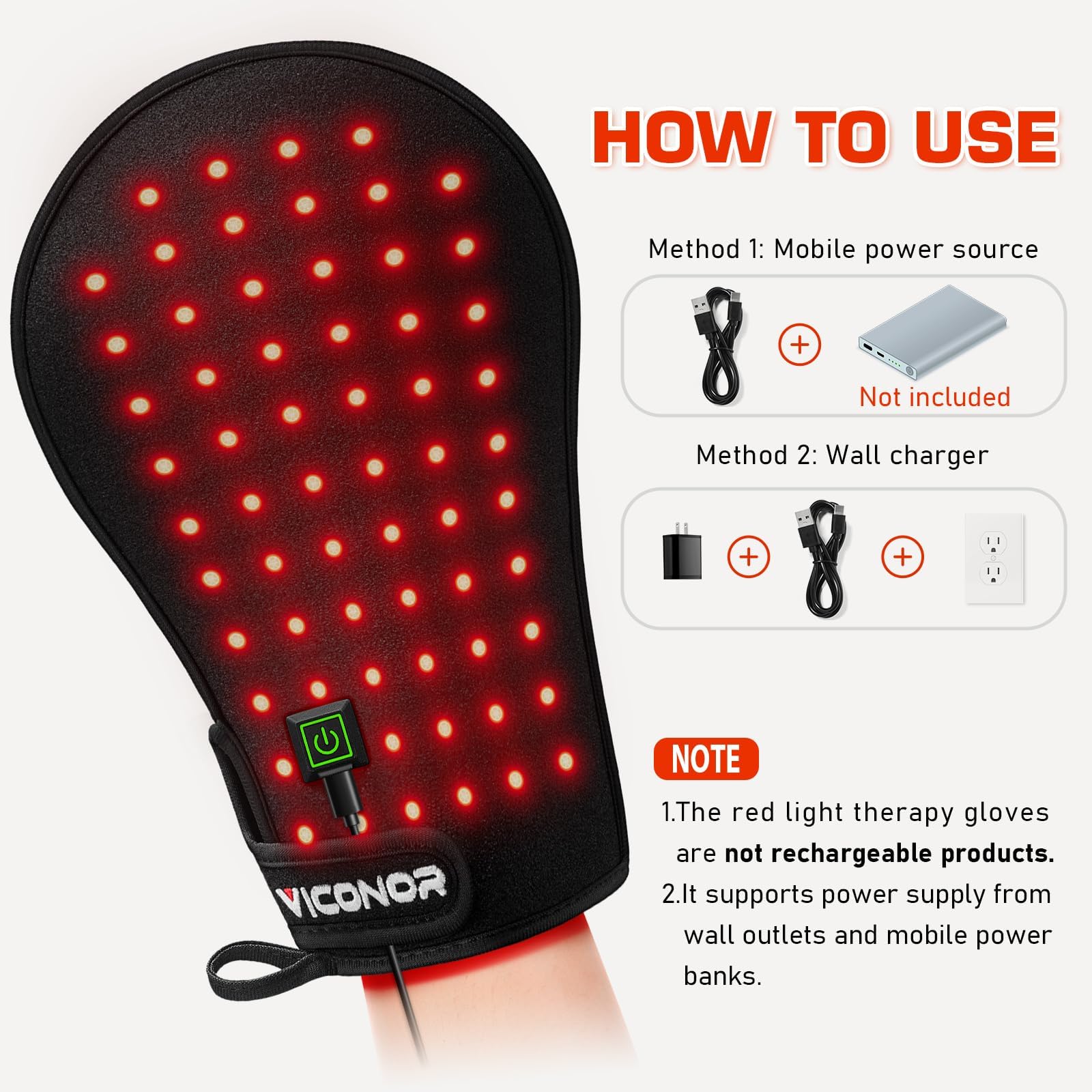 Red Light Therapy Device for Hands, Infrared-Light-Therapy-Gloves Finger Wrist, Led Near Infrared Light Skin Care, Carpal Tunnel